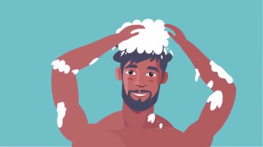 Afro-Amerikan adam sabunla ellerini yıkıyor.