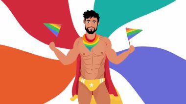 lgbt bayrağı taşıyan genç adam