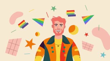 Eşcinsel gururu olan genç bir adam.