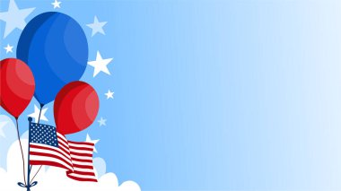 Balonlarla ve Amerikan bayrağının yıldızıyla Bağımsızlık Gününüz kutlu olsun