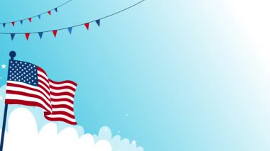 Amerika 'nın bağımsızlık günü arkaplanı bayraklar ve yıldızlarla