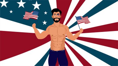 Adam ABD bayrağı ile