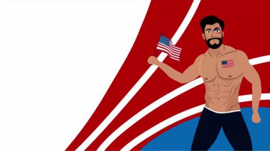 ABD bayrağı sallayan adamın vektör çizimi