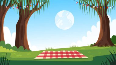 Otlu vektör karikatür pikniği