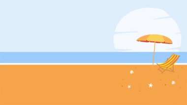 Yaz zamanı plaj sahnesi vektör tasarımı illüstrasyonu.