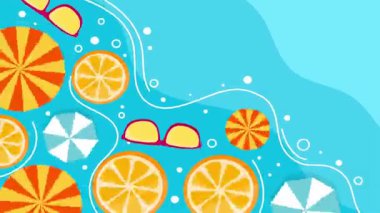 tropik meyve, limon ve ananas, vektör illüstrasyonu