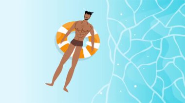 Cankurtaran yüzme havuzunda bir adam