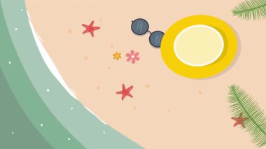 Palmiye ve plaj ile soyut yaz arkaplanı