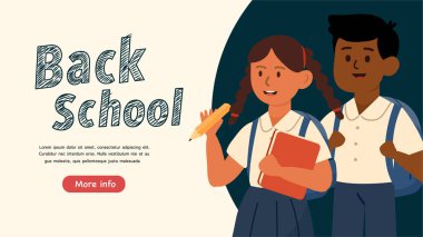 Renkli Okul Vektör Arkaplanı ve Sancak Tasarımı