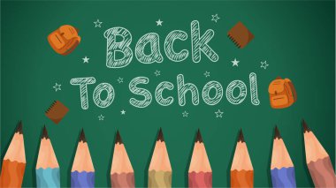 Renkli Okul Vektör Arkaplanı ve Sancak Tasarımı