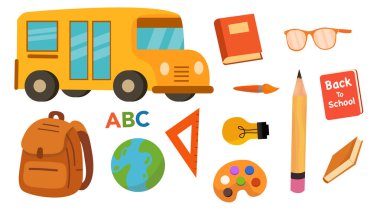 Renkli Okul Vektör Arkaplanı ve Sancak Tasarımı