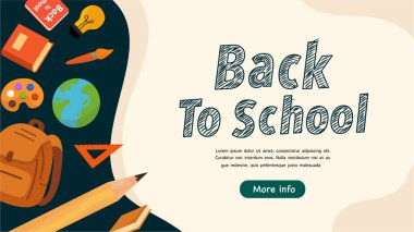 Renkli Okul Vektör Arkaplanı ve Sancak Tasarımı