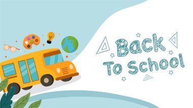 Renkli Okul Vektör Arkaplanı ve Sancak Tasarımı