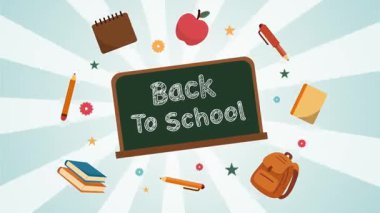 Renkli Eğitimli Çocuklar İçin Mutlu ve Heyecanlı Okul Günlerine Dönüş Animasyonu