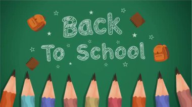 Renkli Eğitimli Çocuklar İçin Mutlu ve Heyecanlı Okul Günlerine Dönüş Animasyonu