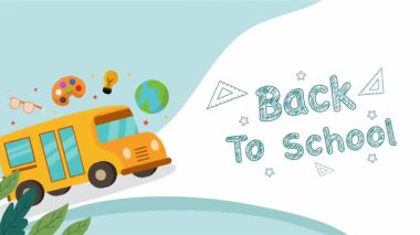 Renkli Eğitimli Çocuklar İçin Mutlu ve Heyecanlı Okul Günlerine Dönüş Animasyonu