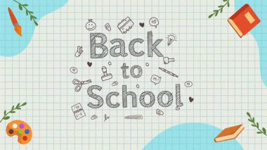 Okul video öğrencilerine eğlenceli animasyonlar ve arka plan için çalışma süsü