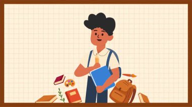 Okul video öğrencilerine eğlenceli animasyonlar ve arka plan için çalışma süsü