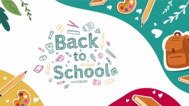 Okul video öğrencilerine eğlenceli animasyonlar ve arka plan için çalışma süsü