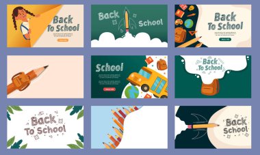 Renkli karatahta şablonları, eğitim temaları ve eğlenceli öğrenme tasarımları içeren okul arka plan destesine geri dön