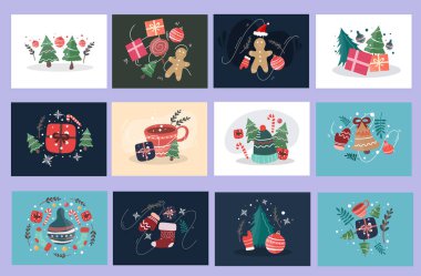 Bir dizi Noel kartı.