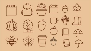 Palamut yaprağı meşe palamudu ve meşe palamudu ikonu koyun. vektör