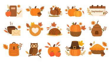 sonbahar simgeler kümesi. vektör çizim