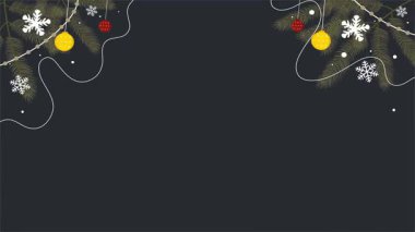 Yılbaşı arkaplanı, kar taneleri ve köknar dalları. Yeni yıl tebrik kartı. vektör illüstrasyonu