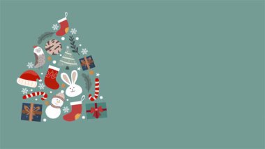 Noel tebrik kartı, vektör arkaplan illüstrasyonu