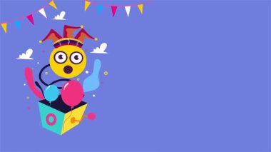 Komik kuşla doğum günün kutlu olsun. Vektör düz çizim. çizgi film karakteri.