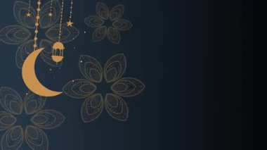 Ramazan Kareem sancağı ile ay ve yıldızlı karanlık arka plan