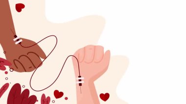 Elin kalp şeklini tutmasının ve sevgiyi göstermesinin düz stil illüstrasyonu. Sevgililer Günü konsepti.