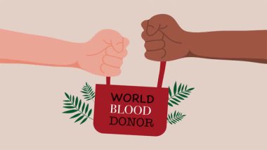 Bağış günü konsepti. Elinde kırmızı bir bağış kutusu var.