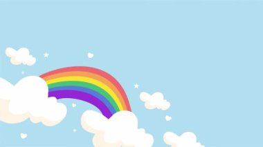 arkaplan renkli gökkuşağı ve gökkuşağı, bulutlar, vektör illüstrasyonu
