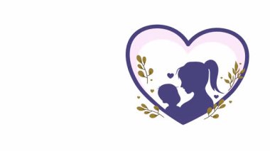 Aşk ve aile logosu vektör çizim şablonu - aile ve anne