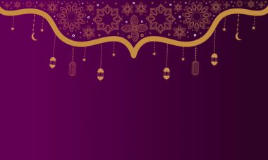 Altın ve mor renkli arkaplan vektör illüstrasyon tasarımı içeren mutlu yeni yıl kartları