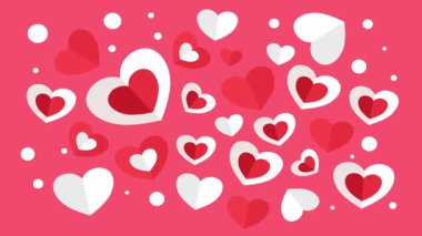 Birçok kalbi olan kırmızı kalbin vektör çizimi.