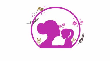 Anne ve kızı çiçek çerçevesinde.