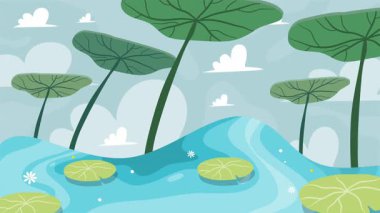 Güzel manzaralı bir arkaplanın vektör çizimi