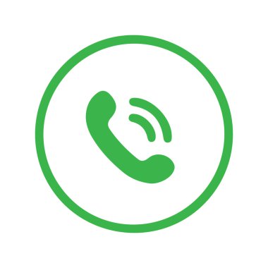 Çağrı merkezi vektör simgesi. biçim düz yuvarlak sembol, beyaz renk, yuvarlak açılar, yeşil arkaplan.