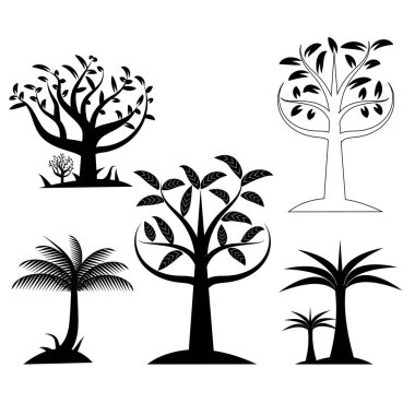 Farklı aşamalara sahip ağaç simgesi.