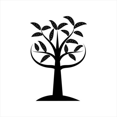 siyah ağaç silueti vektör çizimi.