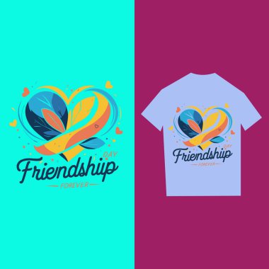 Two colored friendship T-shirt friends vector illustration.