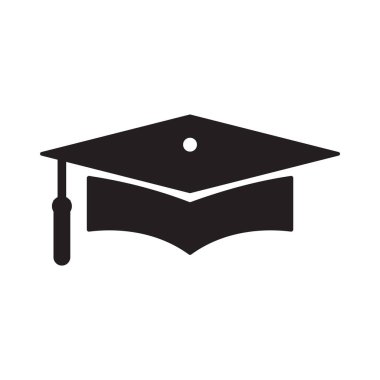 Mezuniyet şapkası ikonu, düz tasarım. vektör 10