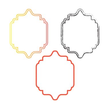 Soyut vektör etiketleri beyaz arkaplanda ayarlandı. farklı geometrik şekillerin toplanması. vektör tasarımı.