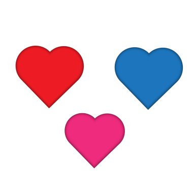 Vektör kalpler ayarlandı. Kalp şeklinde. Aşk sembolü. düz biçim.