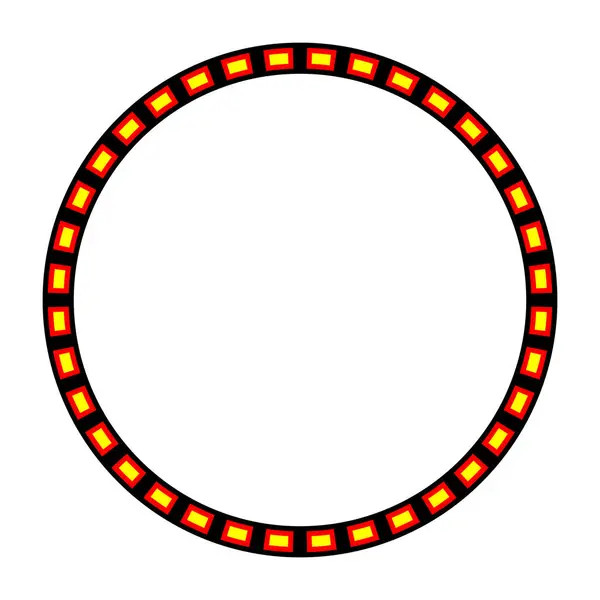 daire, sınır, çerçeve, geometrik, siyah, kırmızı, sarı, kareler, dekoratif, halka, tasarım, şekil, şekil, yuvarlak, element, grafik, illüstrasyon, motif, sanat