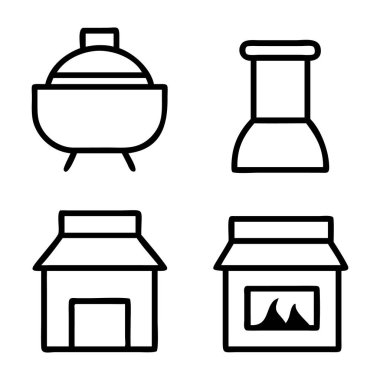 Mutfak ve sils vektör simgeleri beyaz arkaplanda izole edildi