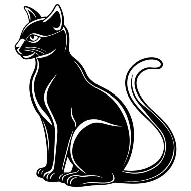 Beyaz arka plan üzerinde izole siluet siyah kedi