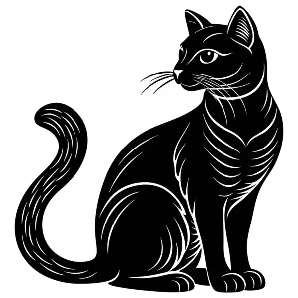 Bir kedi siyah silüeti. Vektör çizim